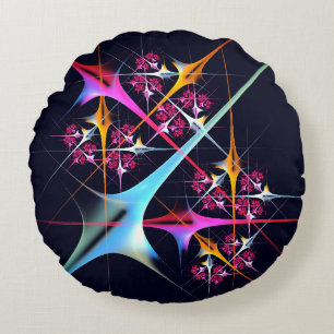 Pink Floral Modern Abstract Art Colour Pattern #01 Round Pillow