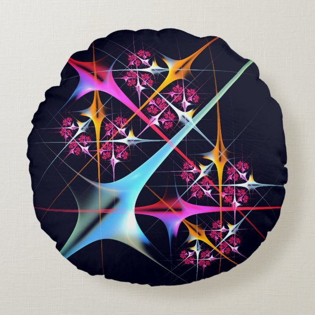 Pink Floral Modern Abstract Art Colour Pattern #01 Round Pillow (Front)