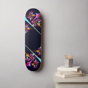 Pink Floral Modern Abstract Art Colour Pattern #01 Skateboard