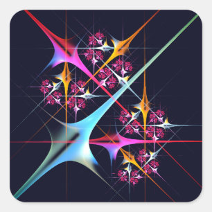 Pink Floral Modern Abstract Art Colour Pattern #01 Square Sticker