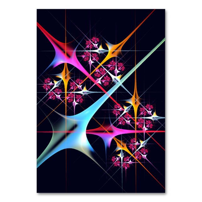 Pink Floral Modern Abstract Art Colour Pattern #01 Table Number (Front)