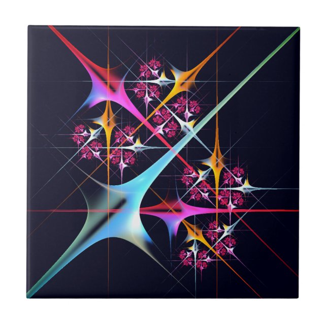 Pink Floral Modern Abstract Art Colour Pattern #01 Tile (Front)