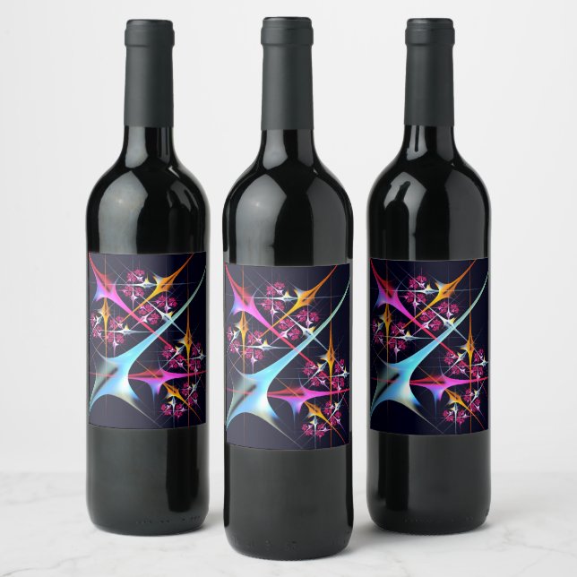 Pink Floral Modern Abstract Art Colour Pattern #01 Wine Label (Bottles)