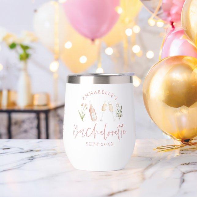 Pink floral modern pink girly bachelorette party (Bachelor Party)