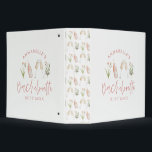 Pink floral modern pink girly bachelorette party 3 binder<br><div class="desc">Chic elegant pink girly champagne floral wildflower modern bachelorette party water bottle design</div>