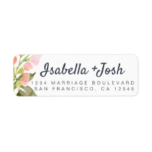 Pink Floral Modern Rustic Wedding Return Address
