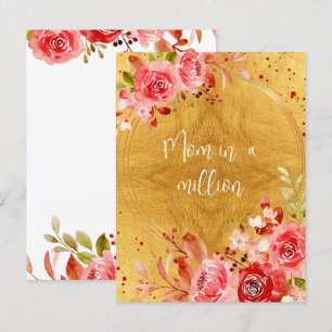 Pink Floral Mom in a Million Mother's Day Gold Postcard