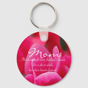 Pink Floral "Mom" Keychain