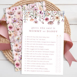 Pink Floral Mommy or Daddy Baby Shower Game