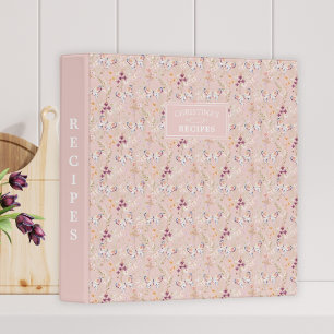 Pink Floral Monogram Name Recipe Binder