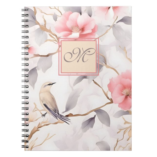 Pink Floral Monogram Notebook (Front)