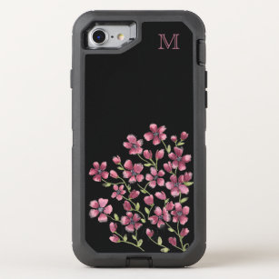 Pink Floral Monogram OtterBox Defender iPhone 8/7 Case