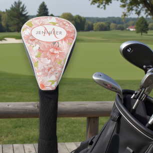 Pink Floral Monogram Personalized Name Golf Head Cover