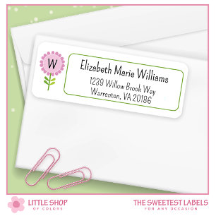 Pink Floral Monogram Return Address