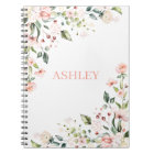 Pink Floral Monogram Watercolor Personalized Name