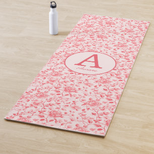 Pink Floral Monogram Yoga Mat