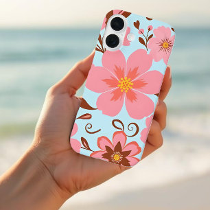 Pink Floral Mood – Pastel Vibes-Retro Flowers iPhone 16 Case