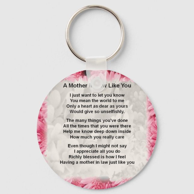 Pink Floral -  Mother in Law Poem Keychain (Front)