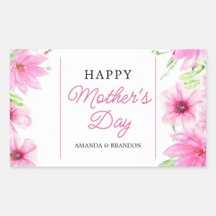 Pink Floral Mother’s Day Design Kids Names Sticker