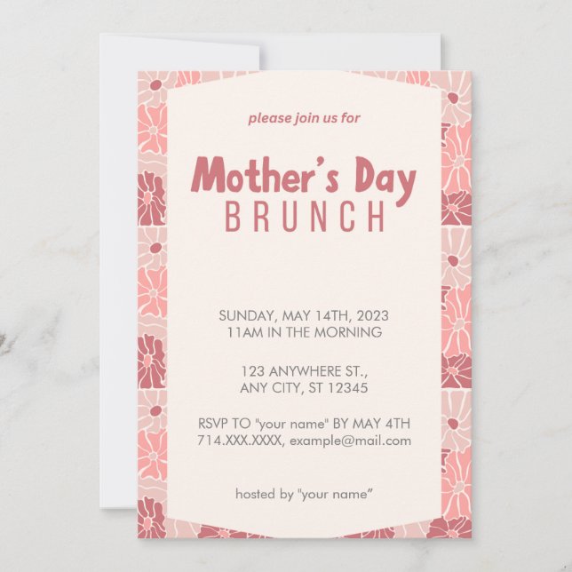 Pink Floral Mother's Day Brunch Invitation (Front)