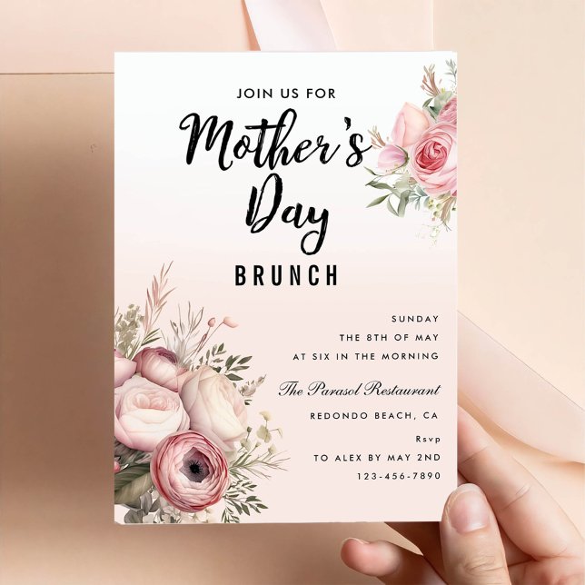 Pink Floral Mother's Day Brunch Party Invitation (Creator Uploaded)