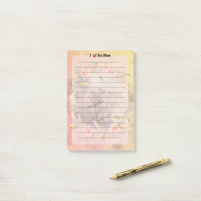 Pink Floral Mother's Day Post-it Notes (On Desk)
