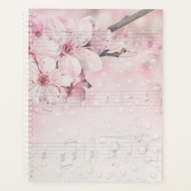 Pink Floral Music Notes Themed Art Planner (Front)