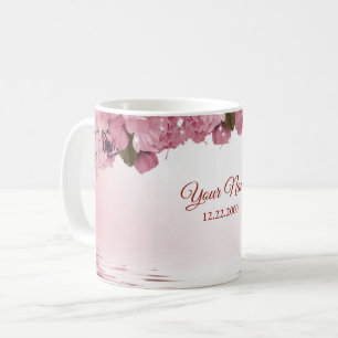 Pink Floral Nature Butterfly Outdoor Wedding Gift Coffee Mug