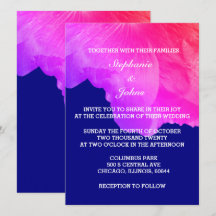 Pink Floral Navy Blue White Cute Unique Wedding