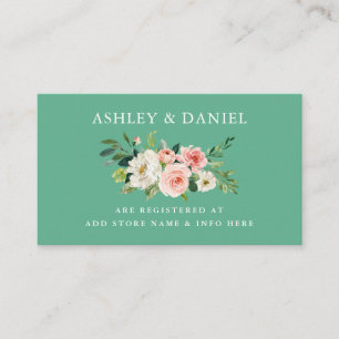 Pink Floral Neo Mint Wedding Registry Insert Card