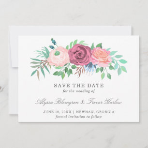 Pink Floral Non Photo Wedding Save The Date