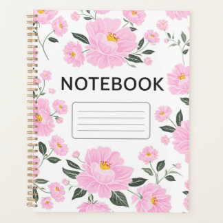 Pink Floral Notebook Cover | Elegant Rose Flower J