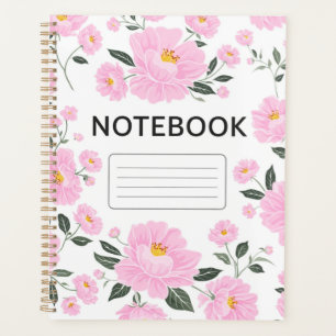 Pink Floral Notebook Cover   Elegant Rose Flower J Planner