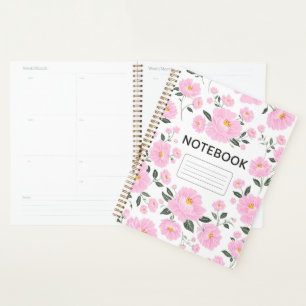 Pink Floral Notebook Cover   Elegant Rose Flower  Planner