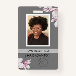 Pink Floral Nurse Hospital ID Badge