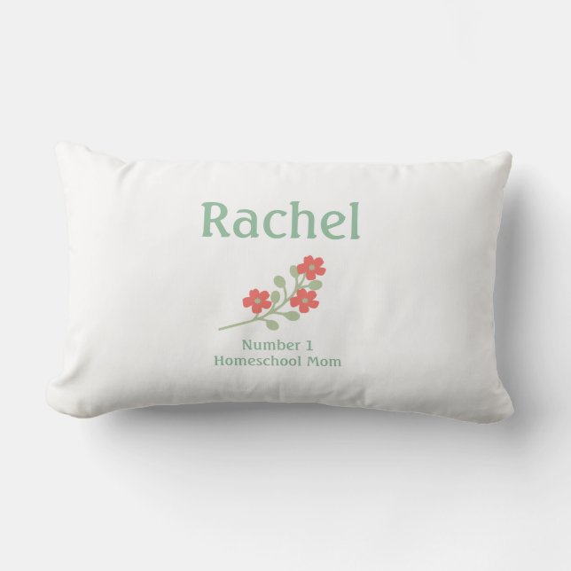 Pink floral on white background lumbar pillow (Front)