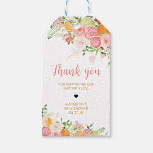 Pink Floral Orange Citrus Favour Tags