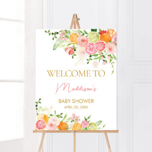 Pink Floral Orange Citrus Welcome Poster