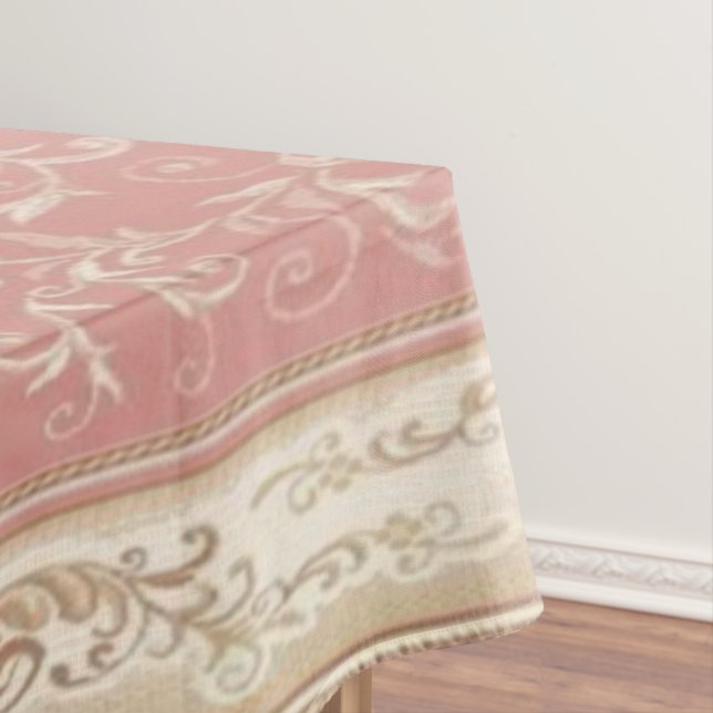 Pink Floral Oriental Pattern Tablecloth (In Situ)