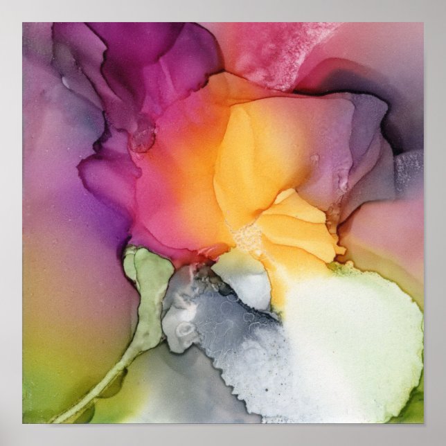 Pink Floral Original Art  Poster (Front)