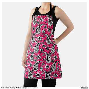 Pink Floral Paisley Pattern Design  Apron