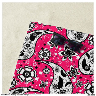 Pink Floral Paisley Pattern Design  Beach Towel