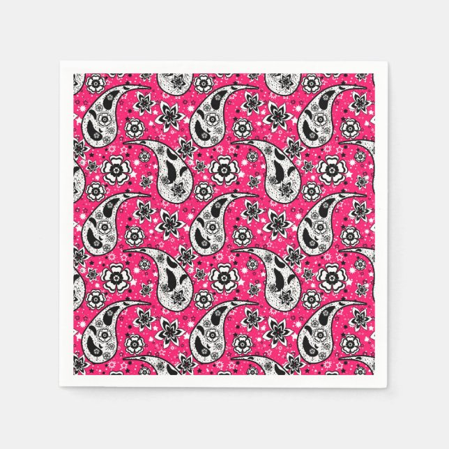 Pink Floral Paisley Pattern Design  Napkin (Front)