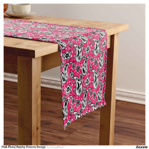Pink Floral Paisley Pattern Design  Short Table Runner