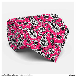 Pink Floral Paisley Pattern Design Tie