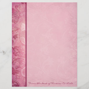 Pink Floral Paisley Personalized Letterhead