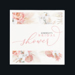 Pink Floral Pampas Grass Any Shower Napkins<br><div class="desc">Pink flowers and pampas grass bridal shower,  baby shower,  couples shower...  napkins</div>