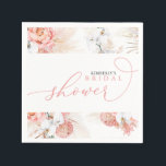 Pink Floral Pampas Grass Any Shower Napkins<br><div class="desc">Pink flowers and pampas grass bridal shower,  baby shower,  couples shower...  napkins</div>