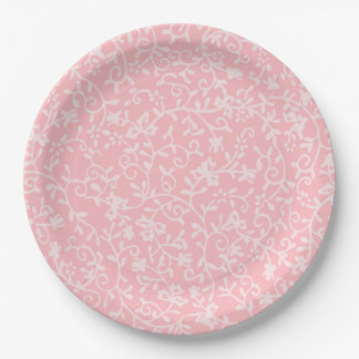 Pink Floral Paper Plate