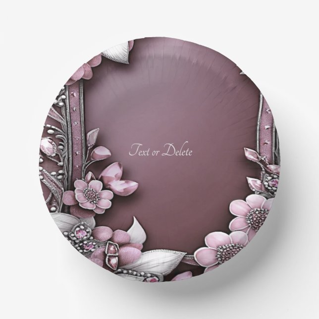 Pink Floral Paper Plate (Front)